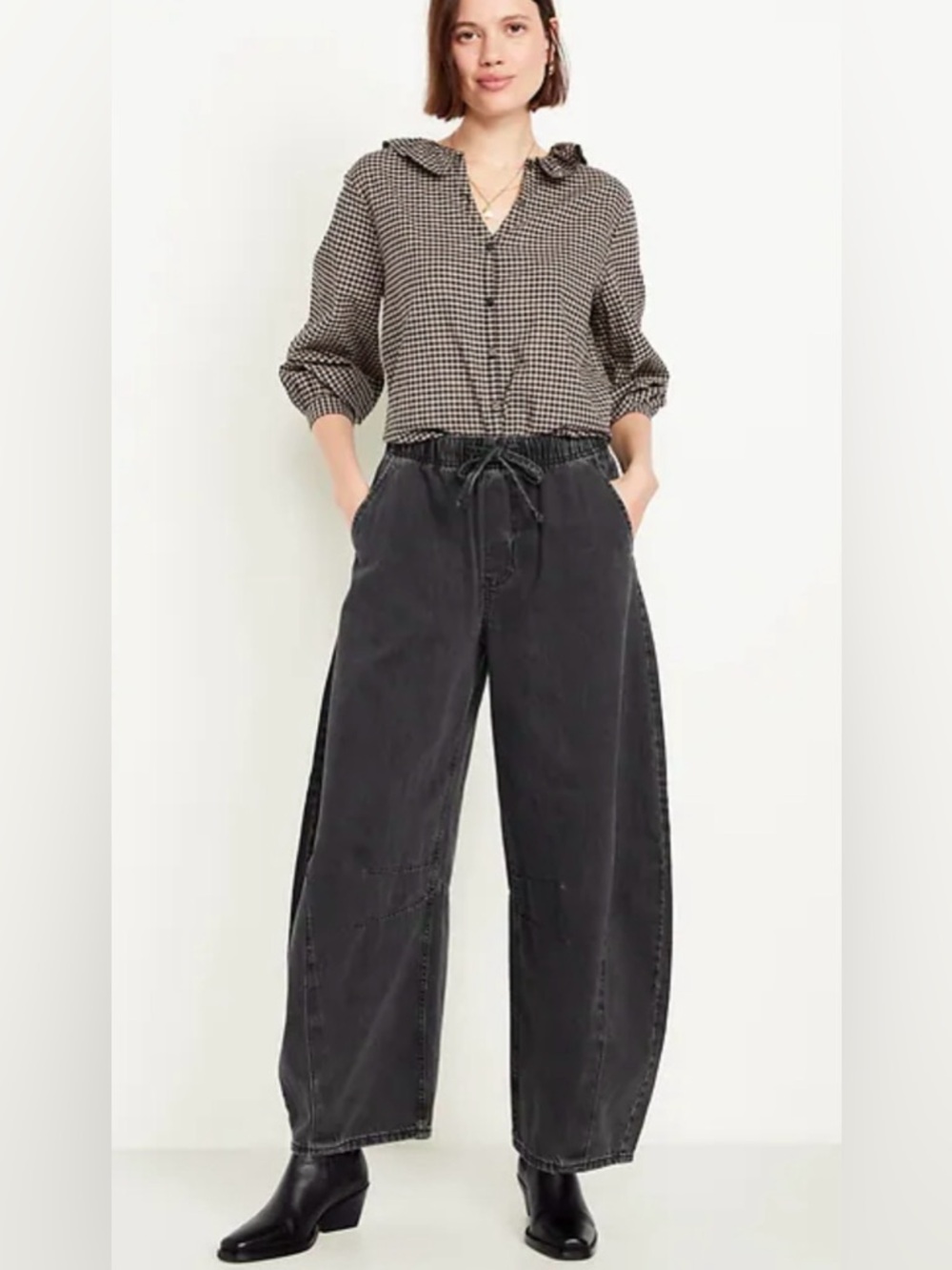 Charcoal barrel tie up jeans 4X